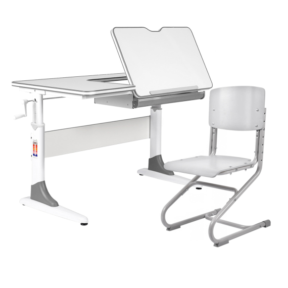 Комплект Anatomica Study-100 парта + стул белый/серый с серым стулом Ergo Chair